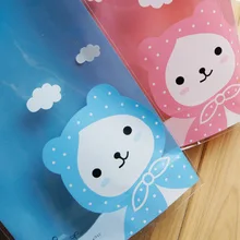 10*10+ 3 см Упаковка печенья медведь самоклеящийся клейкий пластиковый пакет закуски пакет дрожжи 100 шт./лот