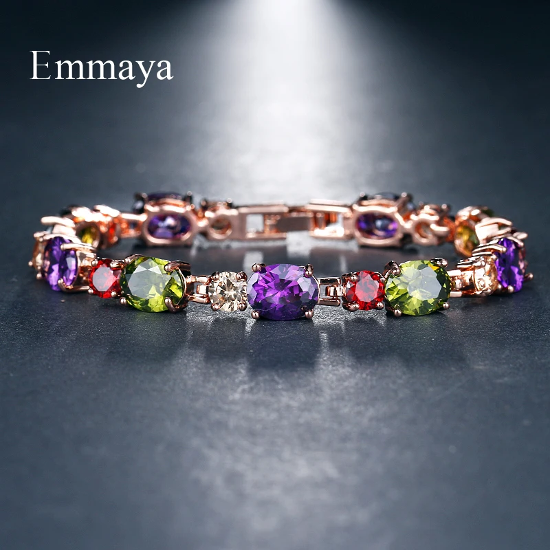

Emmaya Luxury Women Multicolor Cubic Zircon Bracelet Bangles Classical Bracelet Rose Gold Wholesale Jewelry Party