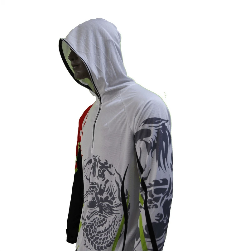 Men Long Sleeve Fishing Sun Shirt Quick Drying Breathable Hooded Sunproof Shirts