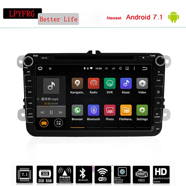 Top Hot sale 2 DIN Para Android 7.1 Car DVD Player for Seat Toledo 2004-2015 / Altea XL Support Iphone navigatie gps radia OBD DISCO 2