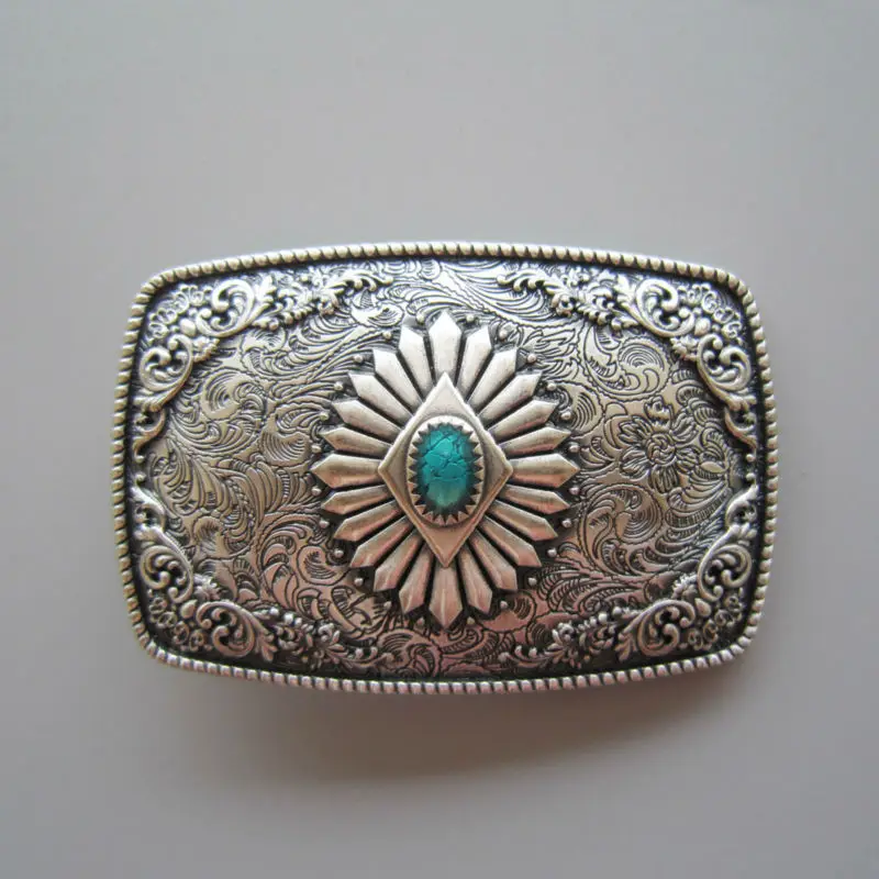 Jeansfriend Original Antique Silver Plated Southwest Enamel Totem Rectangle Belt Buckle also ...