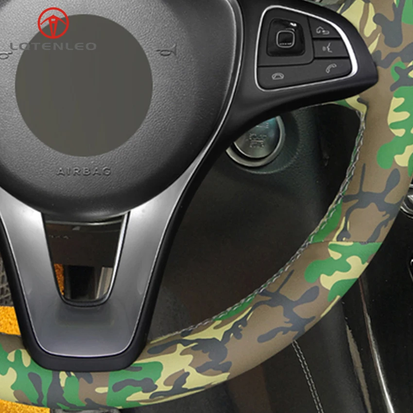 LQTENLEO камуфляжная крышка рулевого колеса из искусственной кожи для Mercedes Benz B180 B200 C180 C200 C300 E200 E300 CLS260 CLS300