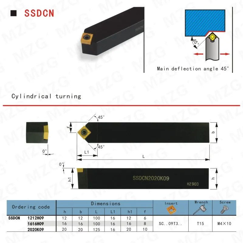 MZG CNC 12 мм 16 мм SSDCN1212H09 токарный станок резак бар поворота Арбор SCMT карбид Вставки внешний расточной инструмент зажатый стальной держатель