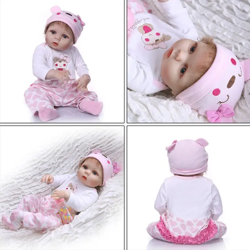 

56cm Reborn Doll Realistic Full Silicone Vinyl Newborn Baby Toy Girl Princess Clothes Pacifier Lifelike Handmade Birthday Gift
