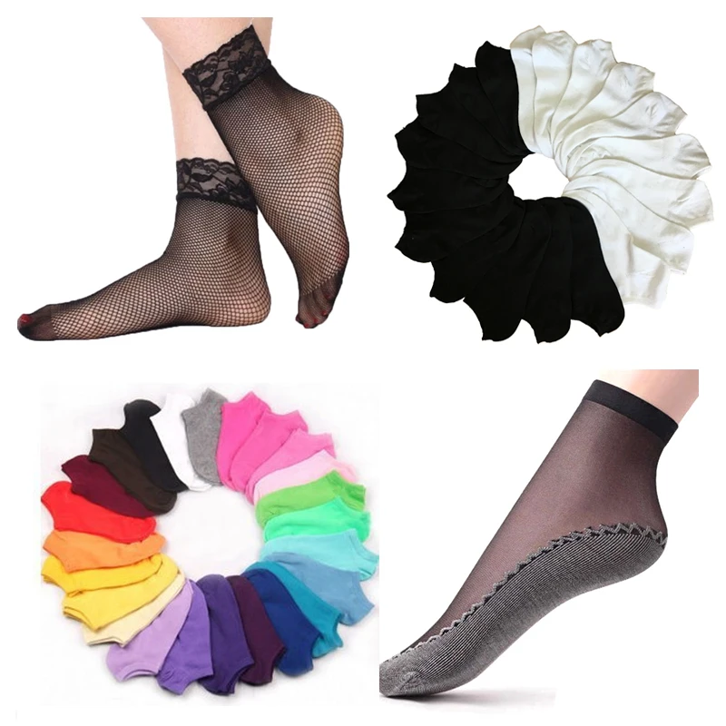 

3/5Pairs Women's Socks Short Candy Color Dot Cute Art Kawaii Socks for Girls Thin Cotton Blends Low Cut Ankle Socks Calcetines