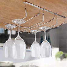 Silver Metal Wine Glass Rack Holder Bar Kitchen Cup Wine Glasses Storage Shelf Organizer Under Cabinet Stemware Hanger Shelf