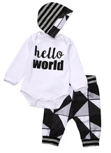 Cute Newborn Baby Boy Girl Autumn Winter Clothes Letter Long Sleeve Romper Tops +Long Pants Hat 3PCS Outfits Set Clothes