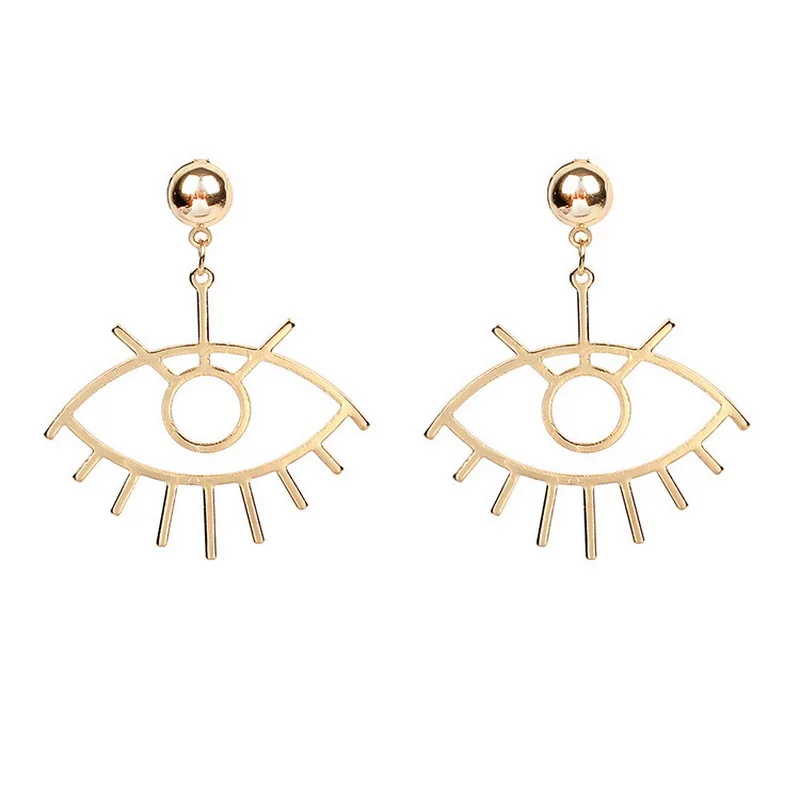 

Unique Design Big Eye Eyelash Drop Dangle Earrings for Women Girls Hollow Geometric Earrings Korean Fashion Party Jewelry RY378