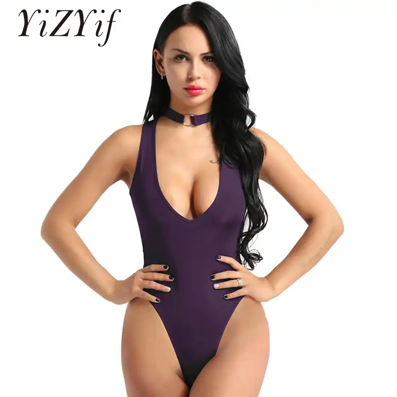 Yizyif Women Open Crotch Bodysuit Necklace Collar See Through Sheer Mesh Sexy Lingerie Romper Bodysuit Thong Yizyif Women Open Crotch Bodysuit Necklace Collar See Through Sheer Mesh Sexy Lingerie Romper Bodysuit Thong