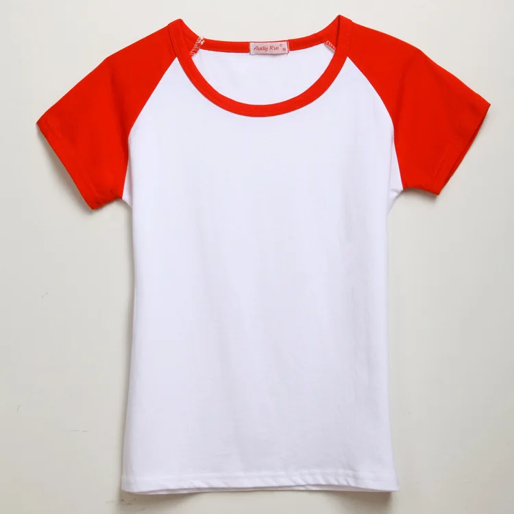 white t shirt with red sleeves