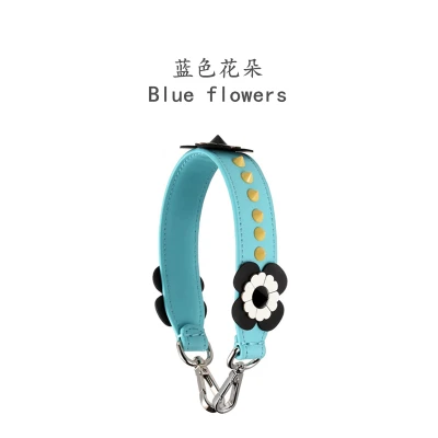 40 см короткая сменная сумка через плечо с цветком на ремне, цветная натуральная кожа, кошелек, ручки для сумок, Аксессуары для ремней на сумку 042 - Цвет: Blue Flowers
