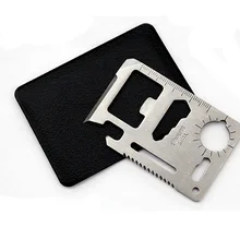 On Sale Multi Outdoor Camping 11 Functions in 1 Survival Card Knife Multifunction Card Tool Pocket Saber Card with Black Holster