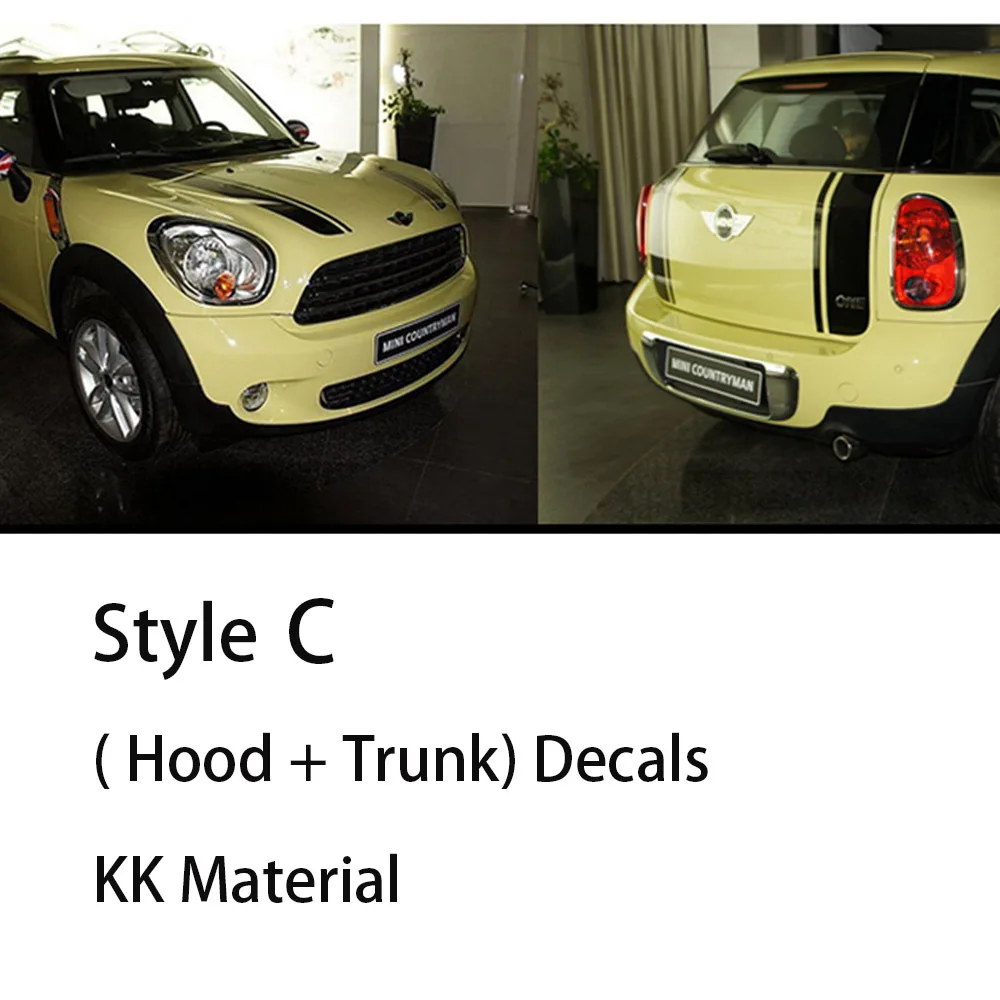 Автомобильный капот, двигатель, багажник, боковая юбка, полоски, наклейки для Mini Cooper S JCW Clubman F54 F55 F56 R56 R60, автомобильные аксессуары - Название цвета: Style C
