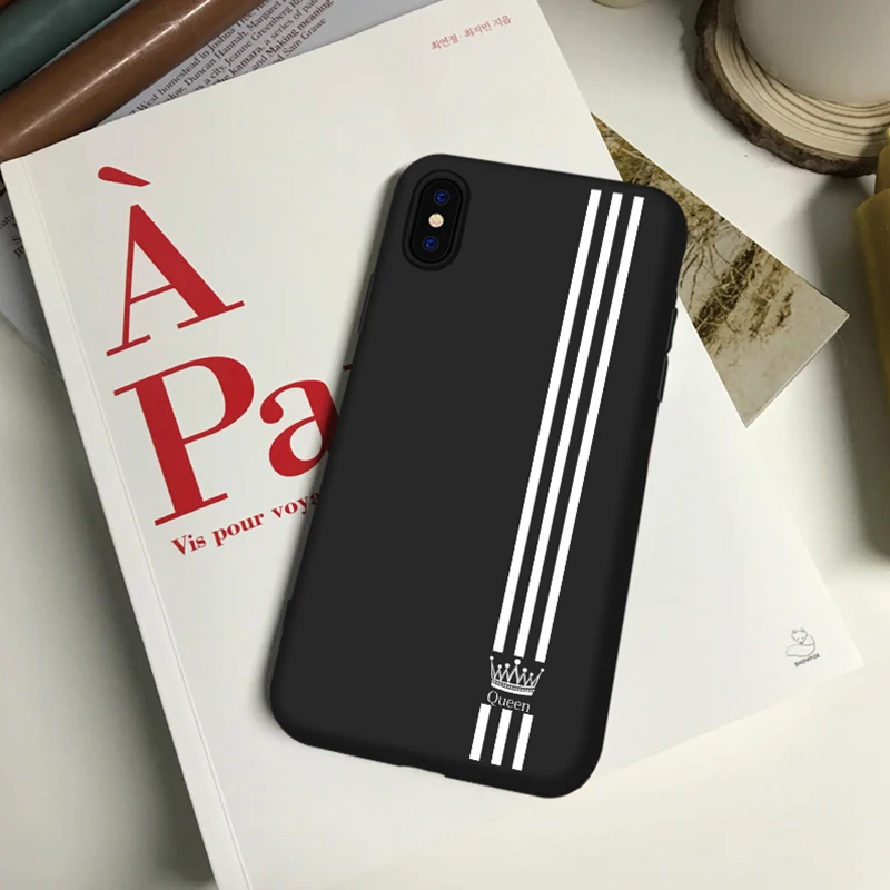 Funda de teléfono de lujo romántica Rey reina pareja para iPhone 5 5S SE XS MAX XR 6 6S Plus suave funda de teléfono de silicona para iPhone 7 Plus 8