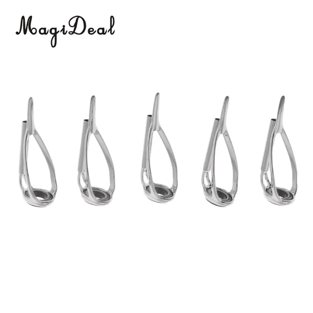 5pcs Fishing Rod Tip Top Guides Kit SIC Ring Spinning Casting Rod Building Guides DIY Size 1 - 5