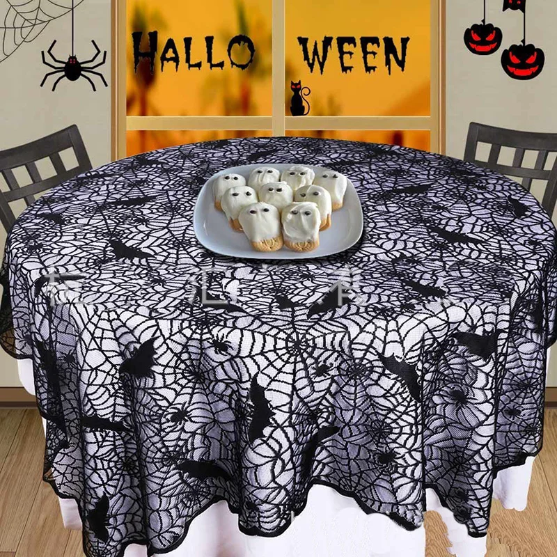 Прямоугольник кружева черный Паутина Хэллоуин скатерть Tablecover наложения Halloween party украшения дома Бар реквизит Tablecover