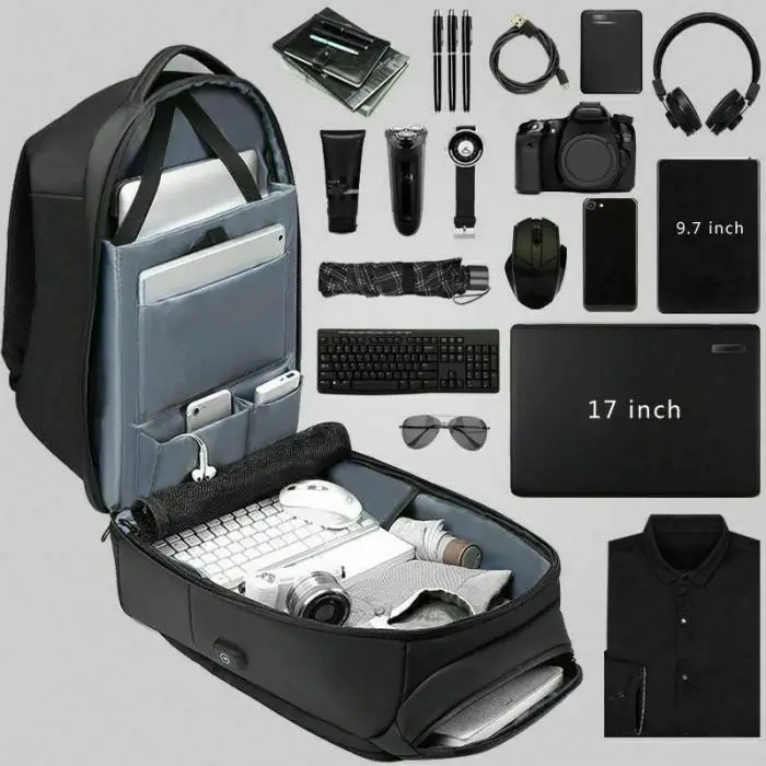 Мужской рюкзак для ноутбука, водостойкий, мультифункциональный рюкзак для путешествий с usb-портом, Лучшая распродажа-WT