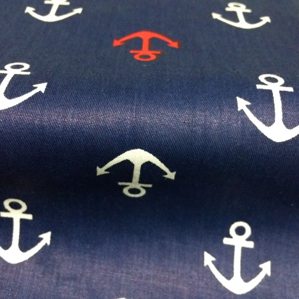 Военно-морской флот в синюю полоску/белый якорь спасательный буй хлопок саржа ткани для DIY ткани лоскутное Telas детское шитье игрушек