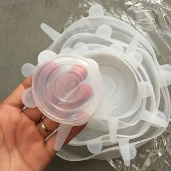 

Stretch Lids,Silicone Stretch Covers, Reusable Seal Food Stretch Wrap 6 Pack of Various Sizes for Fruits & Vegetables or Cups,