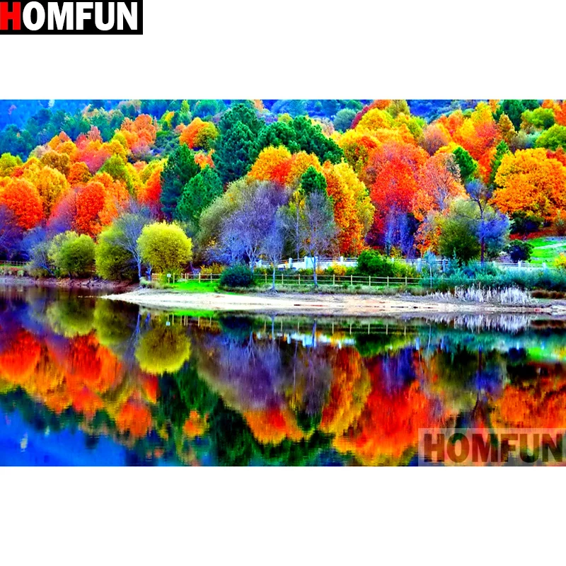 Алмазная живопись HOMFUN A13774 полноразмерная/круглая 5D Вышивка ландшафтное дерево