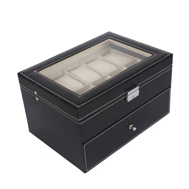 

6/10/20/24 Grids Watch Display Case PU Leather Storage Box Jewelry Organizer Hot Sale