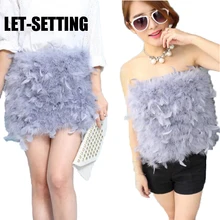 LET-SESTTING Зимняя юбка страусиные перья огненная меховая юбка мини юбка торт юбка большого размера