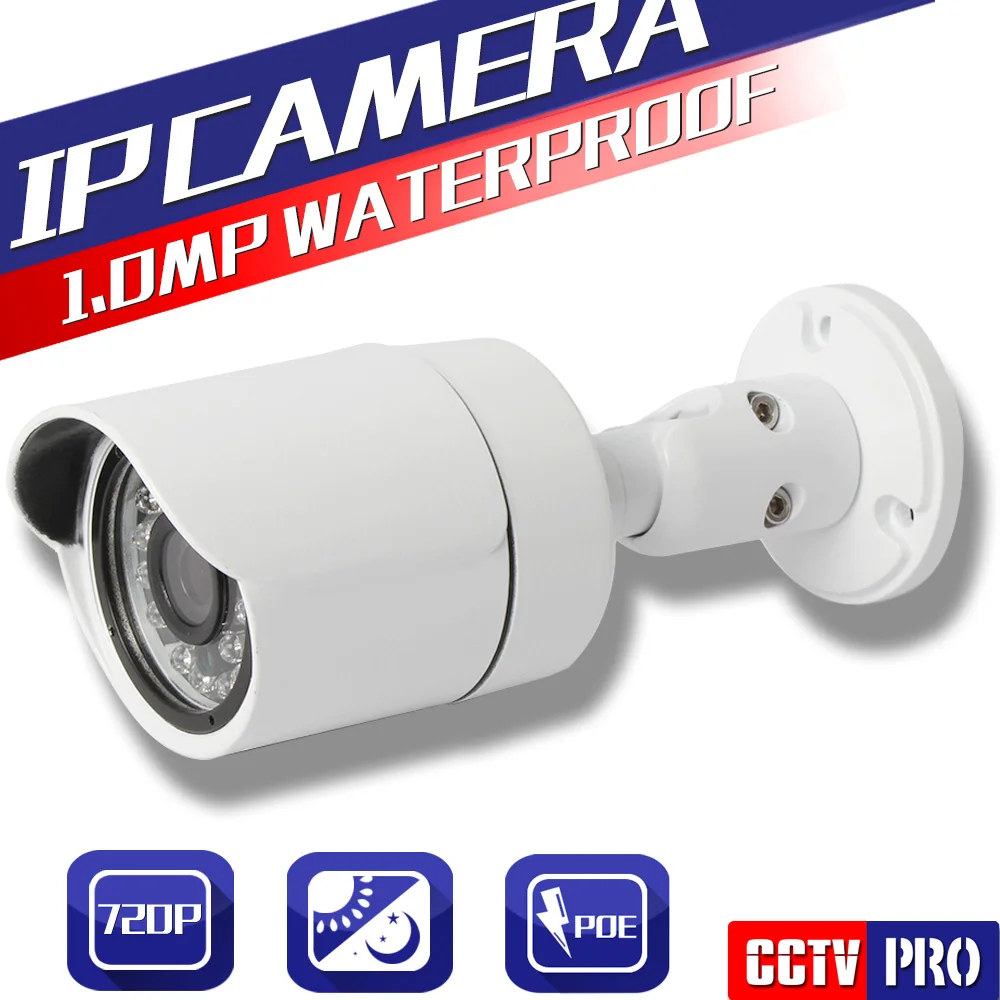  1.0MP CCTV POE IP Camera Outdoor IR-Cut Night Vision CMOS Sensor Waterproof Security Camera 720P IP Camera ONVIF P2P Cloud 