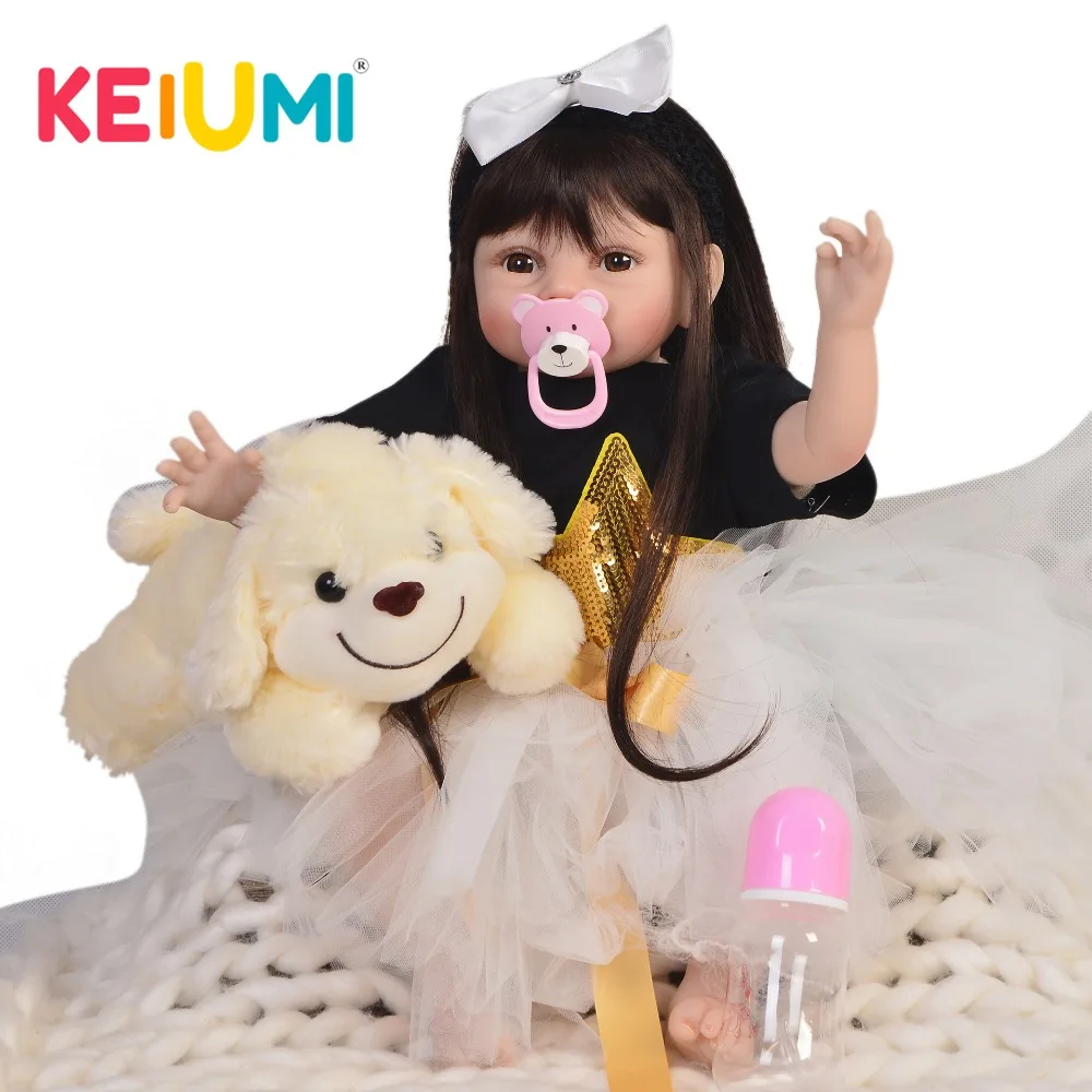 KEIUMI Мягкая силиконовая кукла для новорожденных 55 см милая игрушка с длинными