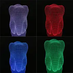 Популярные зуб Форма 3D Иллюзия светильник светодиодный Ночные огни 3D обесцвечивание лампа Новинка освещение Красочные атмосфера