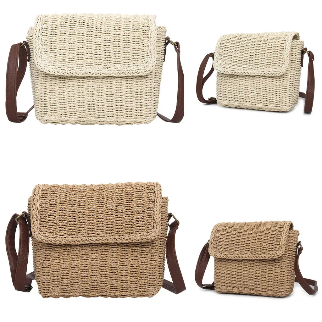 

Women's Straw Woven Bag Solid Color Fashion Handbag Multi-Function Shoulder Bag Messenger Bag For Women Sac Main Femme