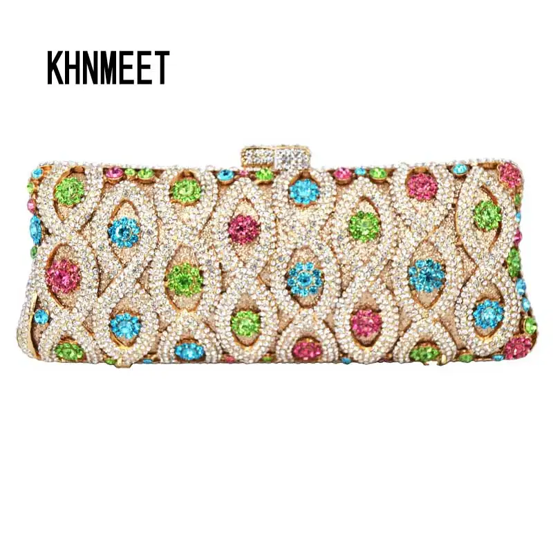 Khnmeet Luxury Crystal Evening Purse Handcraft Strass Party Clutch Bags Soiree Sac Pochette Women Wedding Bride Pouch Sc131