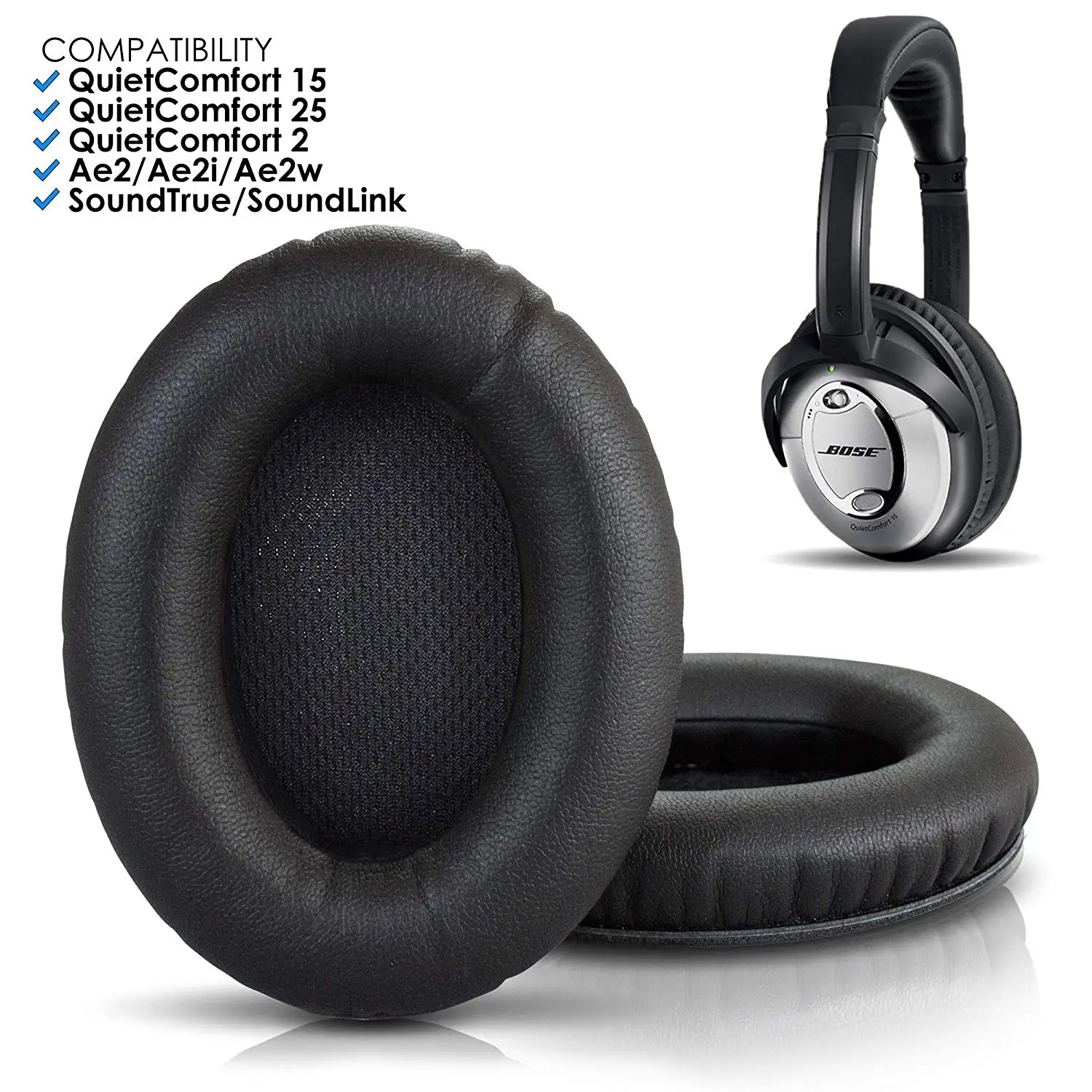 Сменные мягкие губчатые амбушюры для наушников BOSE QC2 QC25 QC35 QC15 AE2 SoundLink SoundTrue Around Ear II