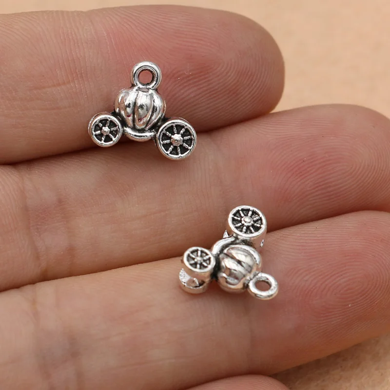 

15pcs Antique Silver Plated Pumpkin Car Charm Pendant fit Bracelet Necklace Jewelry DIY Making Craft Accessories 13x11mm