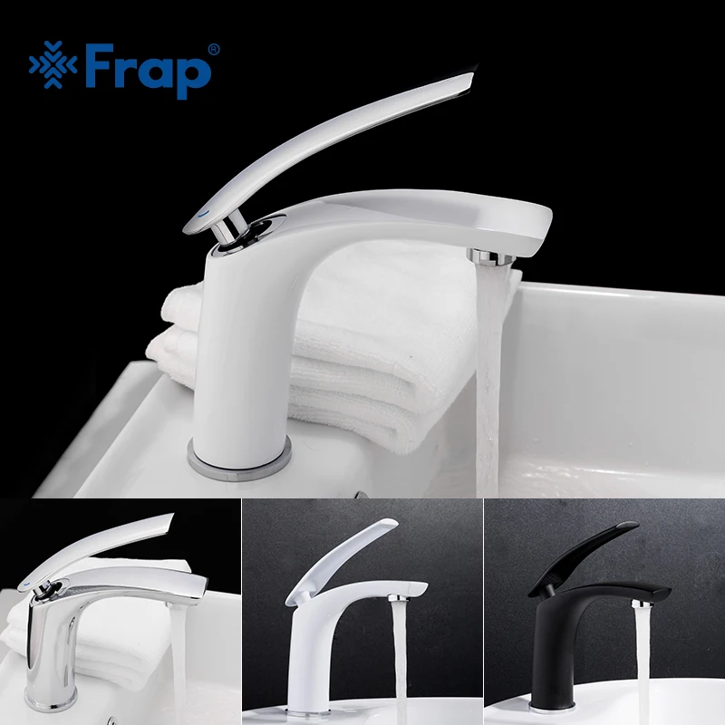 Günstige Frap 4 farben bad Becken Wasserhahn Bad Armaturen wasserhähne Solide Weiß schwarz Messing Cold   Hot Wasser Einzigen Handgriff Waschbecken mischbatterie