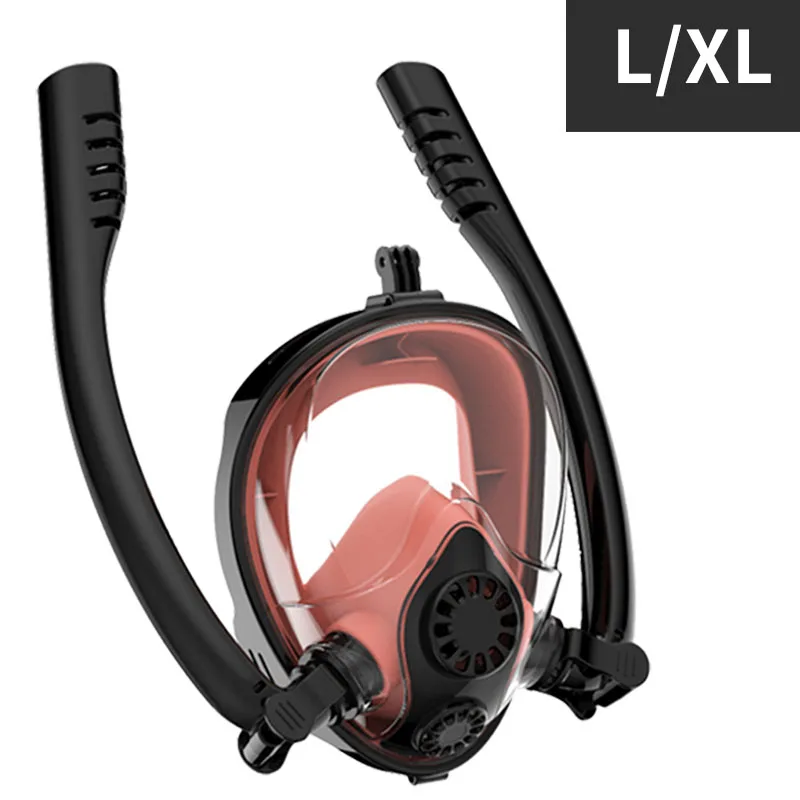 Маска для плавания и подводного плавания для всего лица, оборудование для дайвинга, анти-туман, анти-утечка, двойная дыхательная трубка, очки для дайвинга - Цвет: orange LXL
