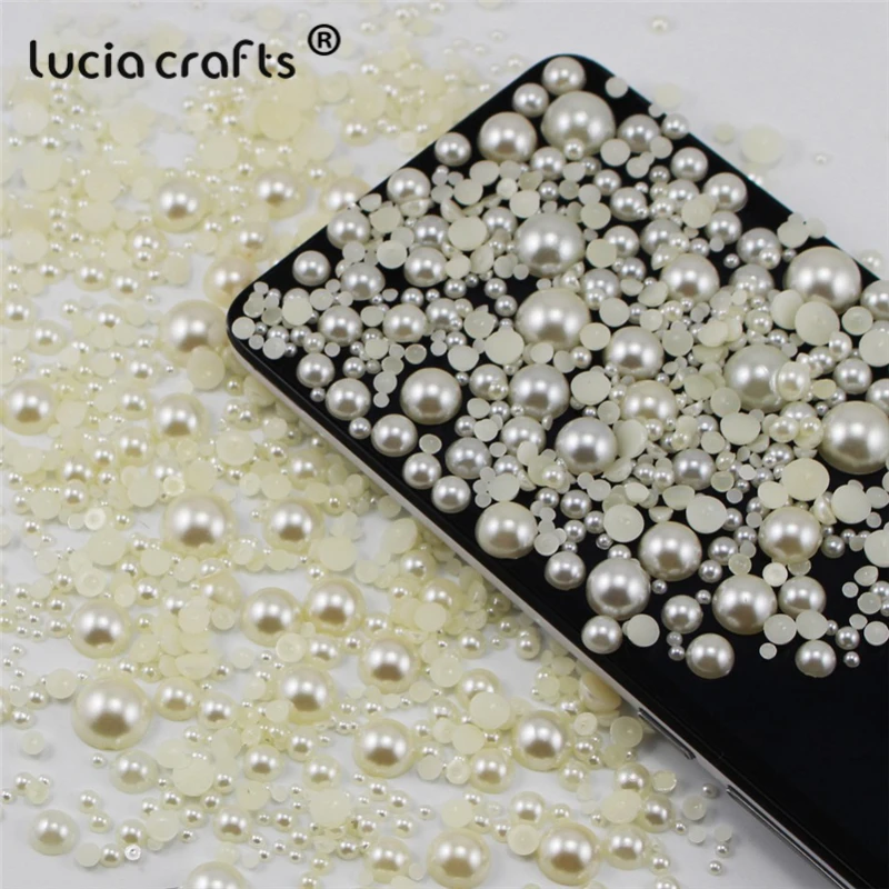 Lucia crafts 288/576/1000 шт ABS имитация жемчуга смешанный размер 2 10 мм полукруглые бусины из