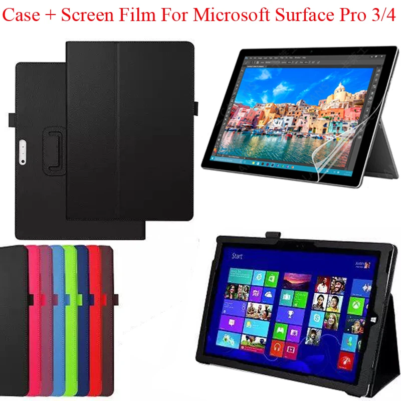 

Screen Film + Protective Case for Microsoft Surface Pro 3 4 5 6 12.3" Shell Pro6 Pro5 pro4 Pro3 cover founda Screen Protector