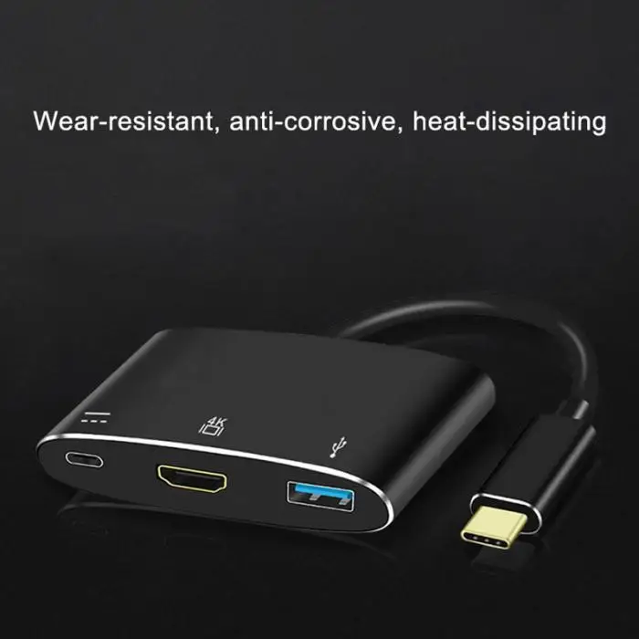 3 в 1 type-C к HDMI/USB C/DP концентратор адаптер конвертер кабель для MacBook, ПК, ноутбук EM88