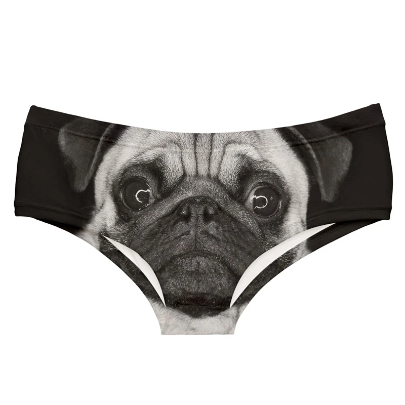 

Pug Dog Black And White Hot Sexy Female Lingerie Thongs Briefs Cute Print Women Underwear Interesting Panties For Lady