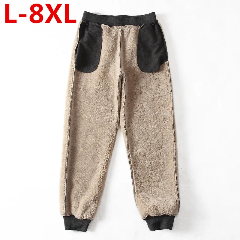 Новинка большие размеры 8XL 7XL зимние брюки Мужские Теплые повседневные штаны