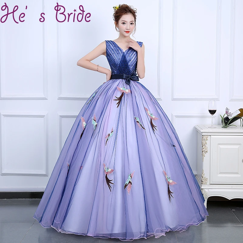 

Evening Dress Elegant Dark Blue V Neck Sleeveless Lace Up Back Modern Vesta De Festa Ball Gown Tulle Lace Party Prom Dress