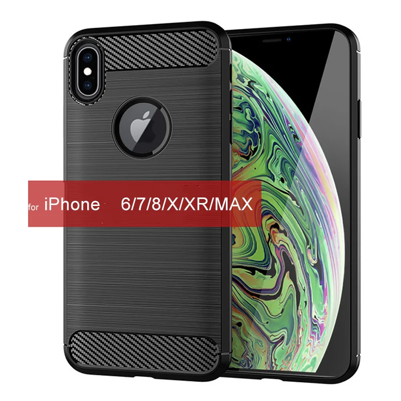 Противоударный чехол из углеродного волокна для телефона iPhone XS MAX XR мягкий