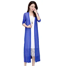 Весна Лето Женский длинный кардиган Повседневный Свободный Тонкий Кардиган Куртка женская с длинным рукавом пальто с дырочками размера плюс 5XL A1384