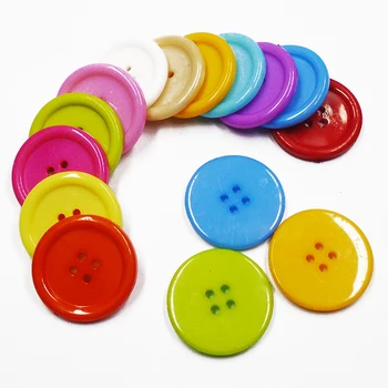 

ZIEENE 100PCs Mixed 12 Colors 30mm Big Round Piping Plastic Buttons 4 Holes DIY Sewing Scrapbooking For Kids Coat Handmade