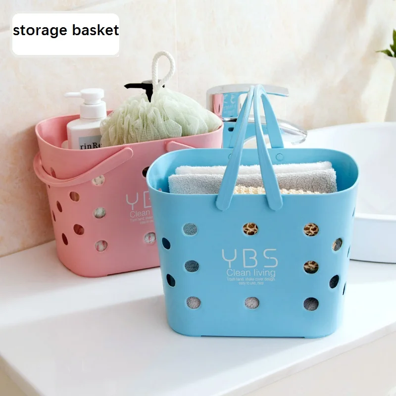 Plastic storage basket portable small bath basket bath basket desktop