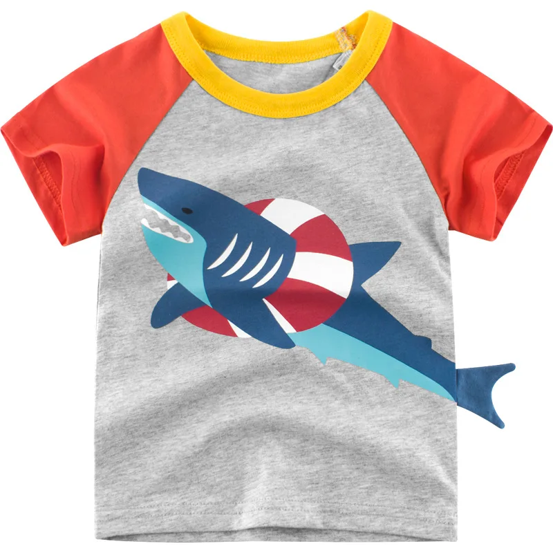 

Moggi Cat Cotton Kids Shirts Baby Boys Casual Short Sleeve Shark Print T-shirt for Boy Summer Children Toddlder Boys T-Shirt