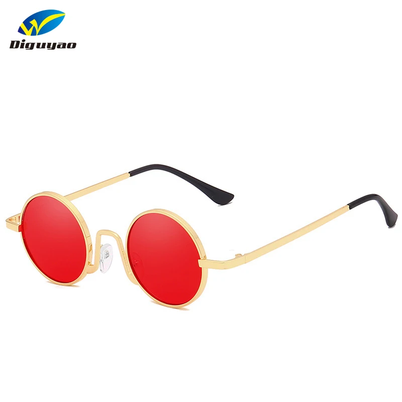 

DIGUYAO retro mini sunglasses round men metal frame 2018 gold black red small round framed sun glasses for women unisex uv400