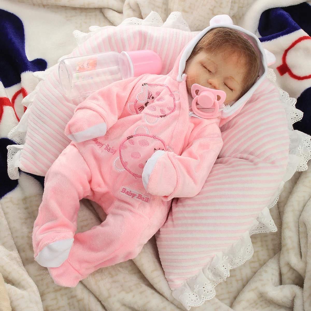 

Handmade Lifelike Realistic 16 inch Sleeping Newborn Vinyl Silicone Reborn Baby Doll Best Gift Toy For Children Girls