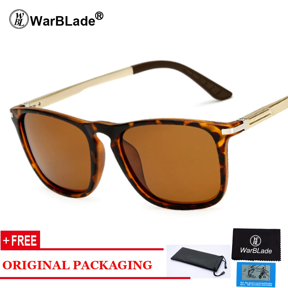 leopard brown Мужские поляризованные солнцезащитные очки WarBLade, брендовые дизайнерские прямоугольные солнцезащитные очки, мужские солнцезащитные очки для вождения, UV400 - Lenses Color: leopard brown