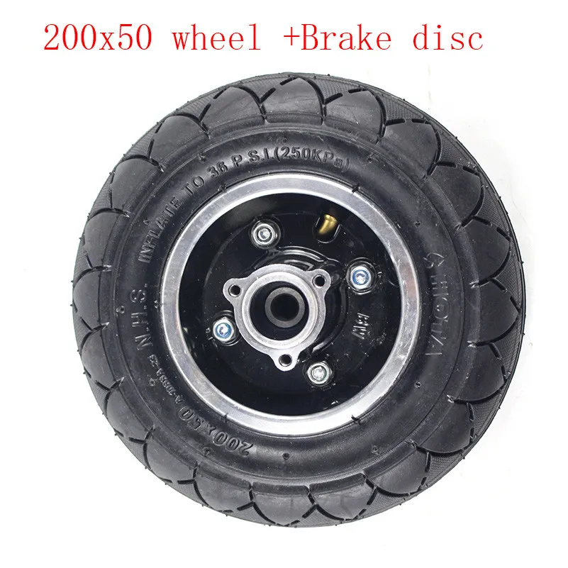 200x50 Scooter Tyre With Wheel Hub and Brake disc 8"Scooter Tyre Inflation Electric Vehicle Aluminium Alloy Wheel Pneumatic Tire